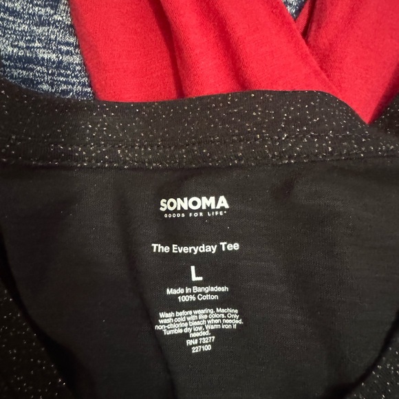 Sonoma Three-Pack Long Sleeve Tops in Black, Red and Blue - Picture 2 of 4